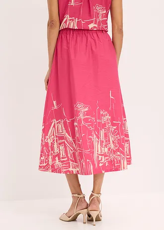 Spódnica midi z czystej bawełny organicznej • różowy „pink lady” - szarobeżowy • sklep bonprix