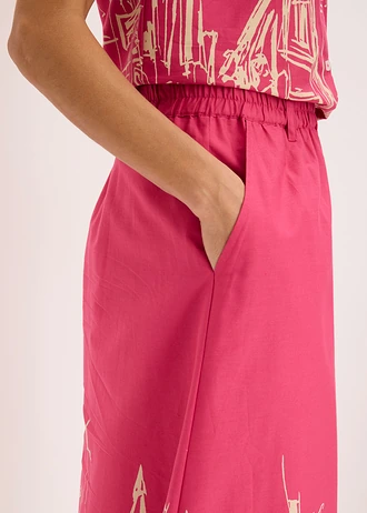 Midi szoknya tiszta bio-pamutból • pinklady/kavicsbézs grafikai mintás • bonprix áruház