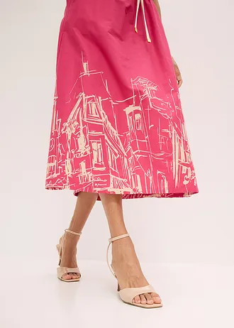 Spódnica midi z czystej bawełny organicznej • różowy „pink lady” - szarobeżowy • sklep bonprix