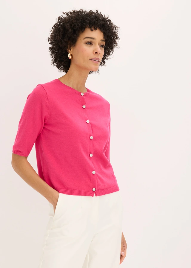 Gilet en fine maille, Couleur: fuchsia