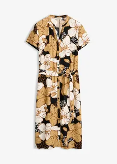Robe en viscose avec ceinture à nouer • noir-new beige floral • Boutique bonprix