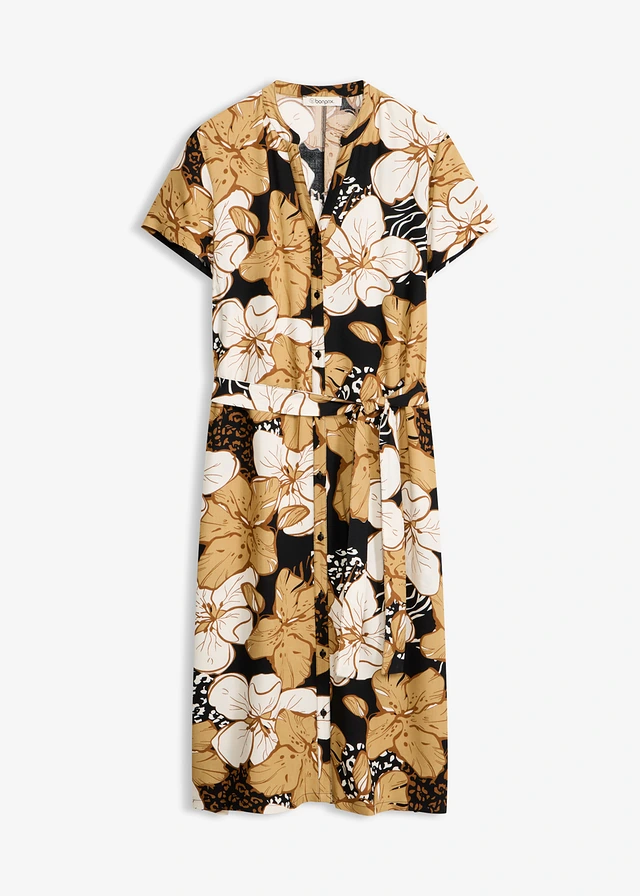 Viscose jurk met strikceintuur