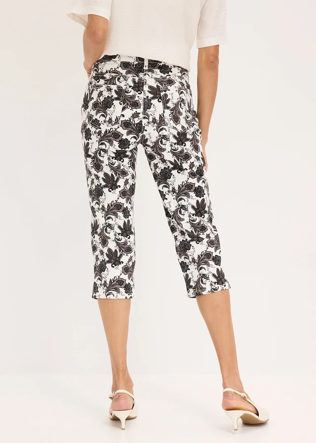 Pantalon corsaire en coton extensible • écru/noir paisley • product-page.page-title-suffix