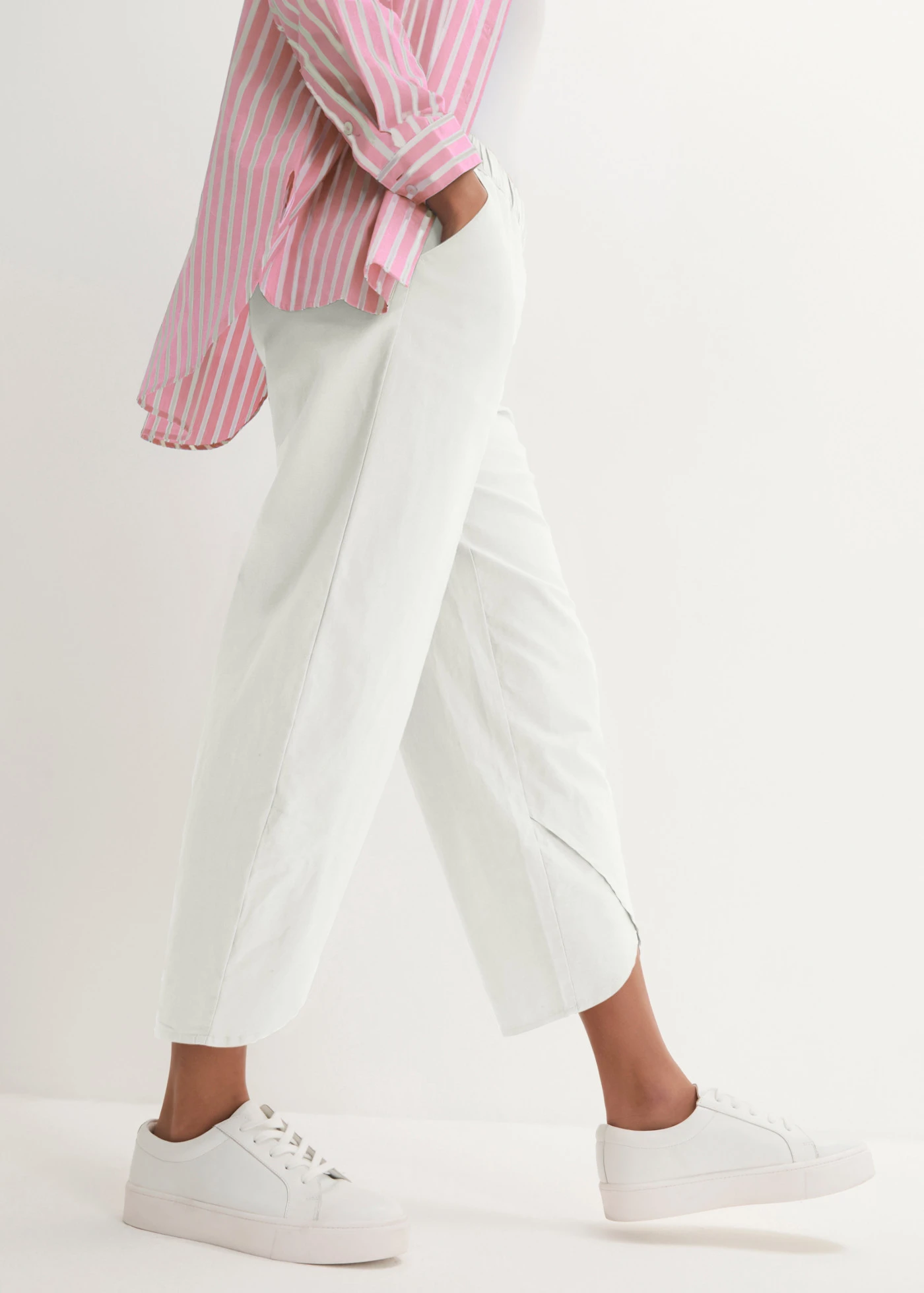 Pantalon 3/4 aérien en lin mélangé • écru • Boutique bonprix
