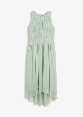 High-low jurk van zacht tule en kant, Kleur: kristalmint