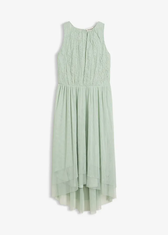 High-low jurk van zacht tule en kant