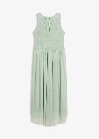 High-low jurk van zacht tule en kant • kristalmint • bonprix online shop