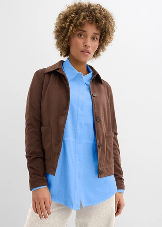 Oversized blouse van linnenmix • middenblauw • bonprix online shop