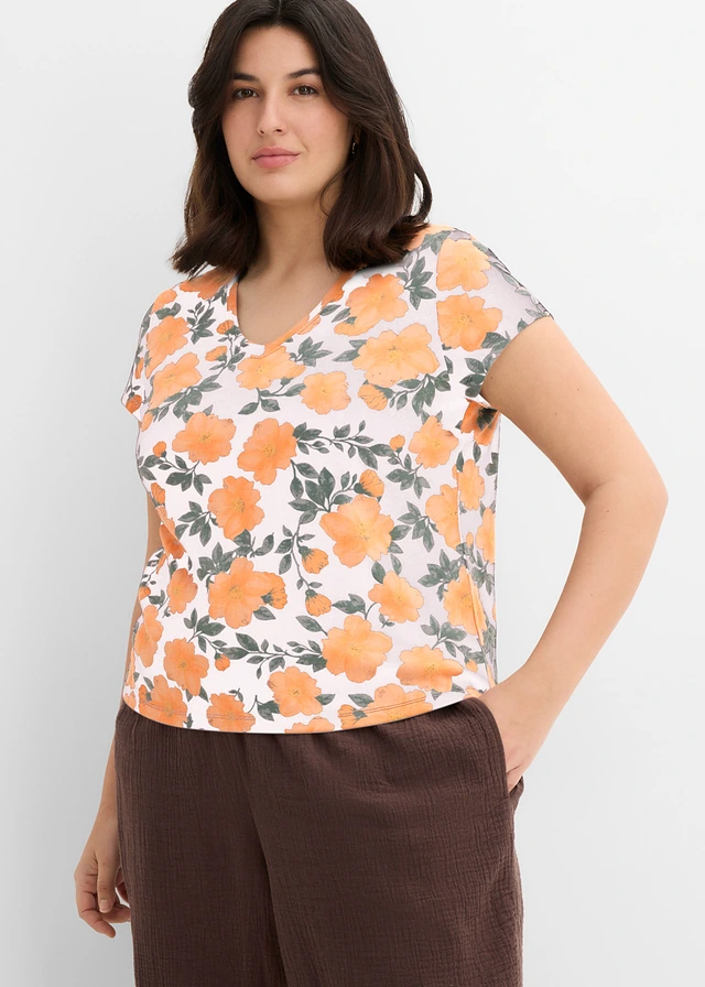 T-shirt 100% coton, Couleur: blanc imprimé