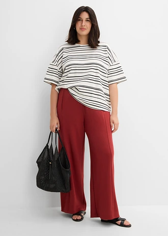 Gestreept T-shirt van puur katoen, Kleur: parelwit-zwart gestreept