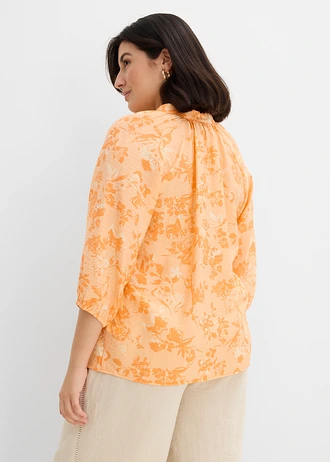 Tuniekblouse van een viscosemix, Kleur: papaya-nectarine-crème-apricot gedessineerd