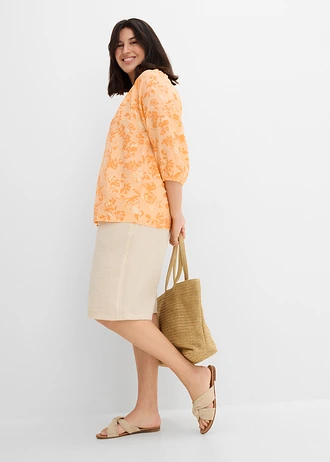 Tunikablúz, szín: papaya-nektarin-krém sárgabarack mintás