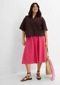 Sukně z čisté bavlny, barva: jahodovo-rubínově červeno-pinklady s proužky