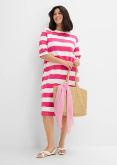 Shirtjurk van stevige interlockstof, Kleur: pinklady-wolwit gestreept