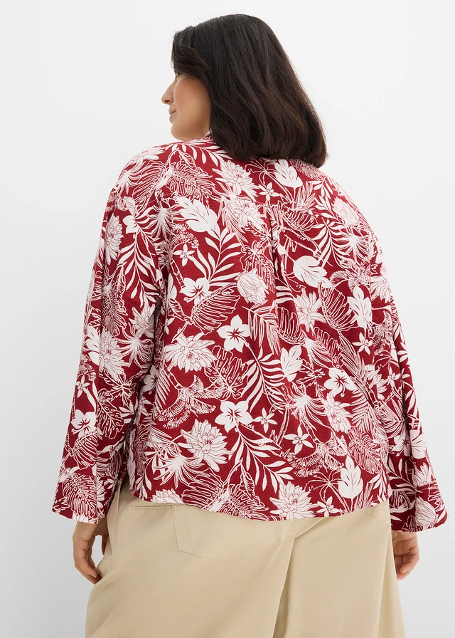 Resort blouse van een viscose-mix, Kleur: woestijnrood-wolwit gedessineerd