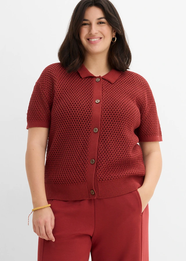 Ajour vest, Kleur: woestijnrood