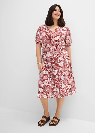 Robe douce en jersey viscose, Couleur: rouge désert-écru imprimé