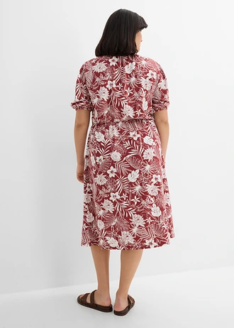 Robe douce en jersey viscose, Couleur: rouge désert-écru imprimé