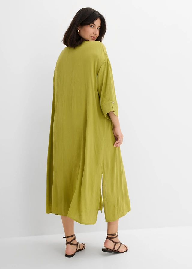 Robe caftan en viscose fluide, Couleur: vert cactus