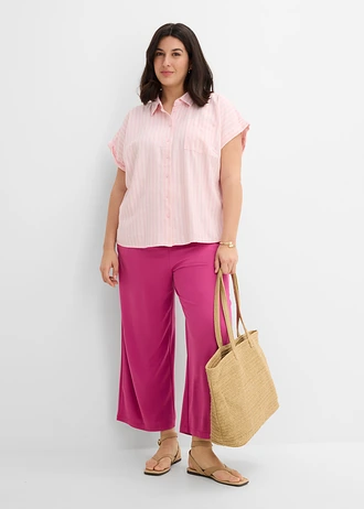 Chemisier manches courtes, Couleur: rose clair-rose rayé