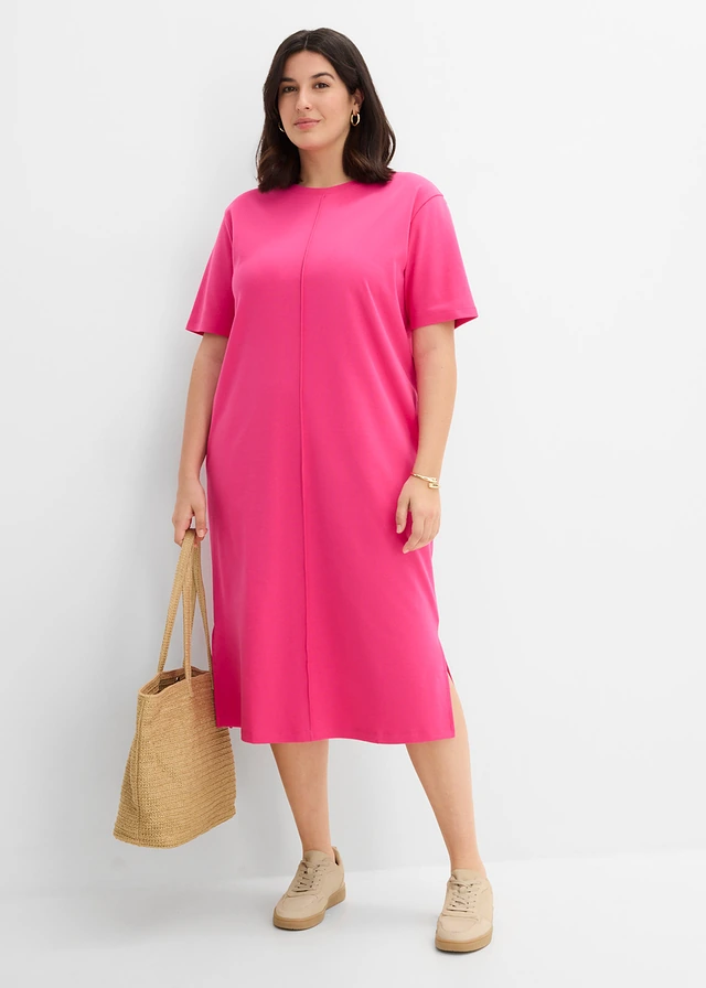 Robe en jersey 100% coton, Couleur: fuchsia