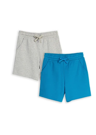 Heavy jersey short met katoen (set van 2) • lichtgrijs gemêleerd+atlantisch turkoois • bonprix online shop