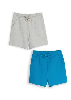 Lot de 2 shorts en jersey 100% coton • gris clair chiné+turquoise atlantique • Boutique bonprix