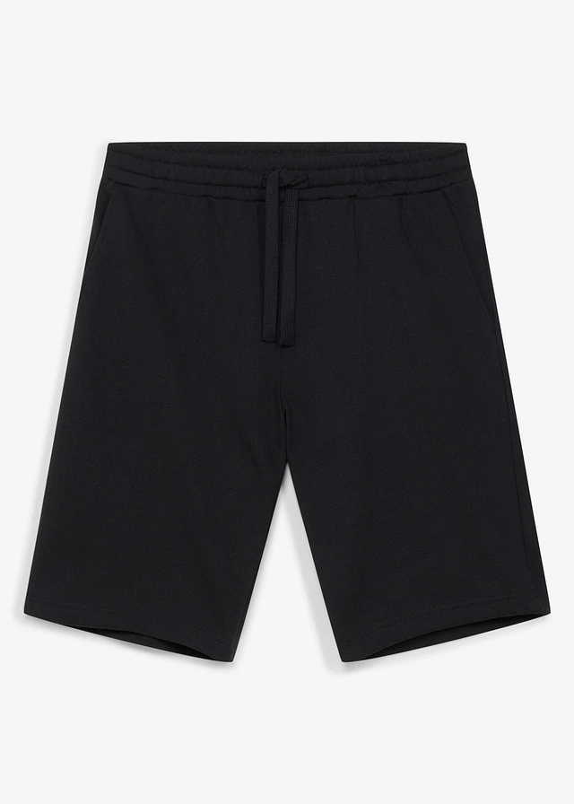 Sweat bermuda in loose fit (set van 2), Kleur: zwart+antraciet gemêleerd