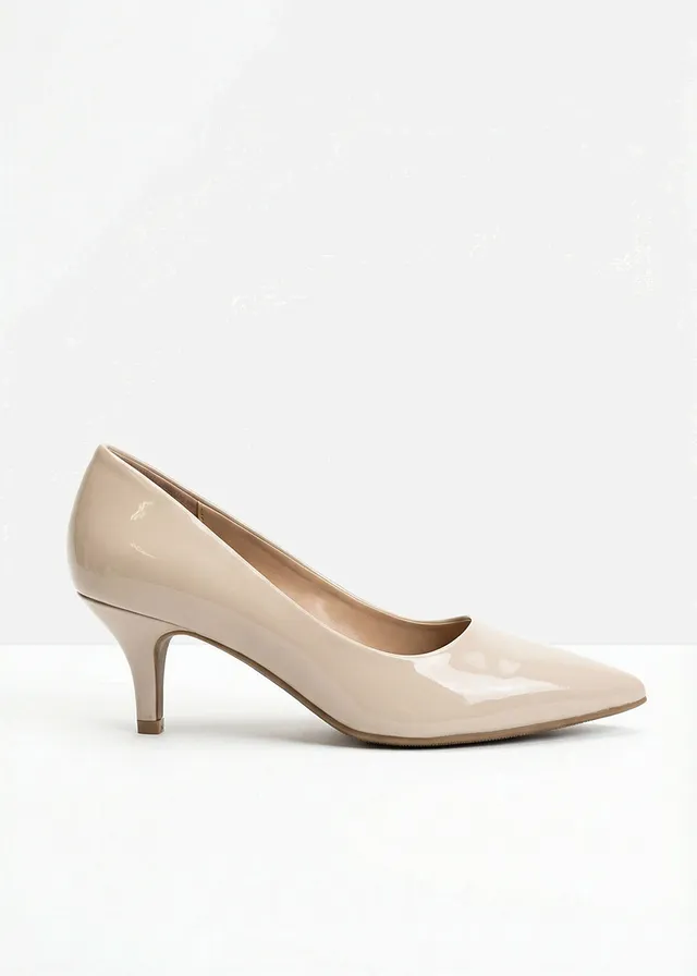Escarpins effet verni, Couleur: sable clair