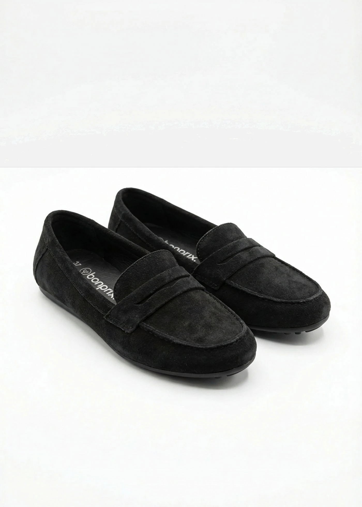 Mocassins en cuir velours • noir • Boutique bonprix