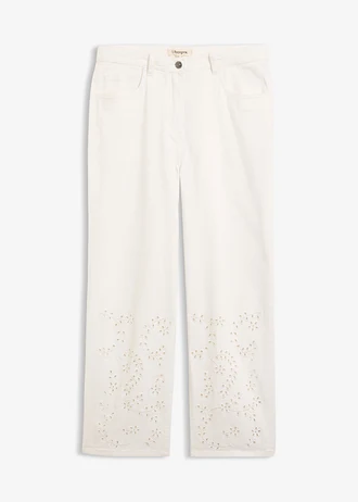 Pantalon en twill à broderies anglaises
