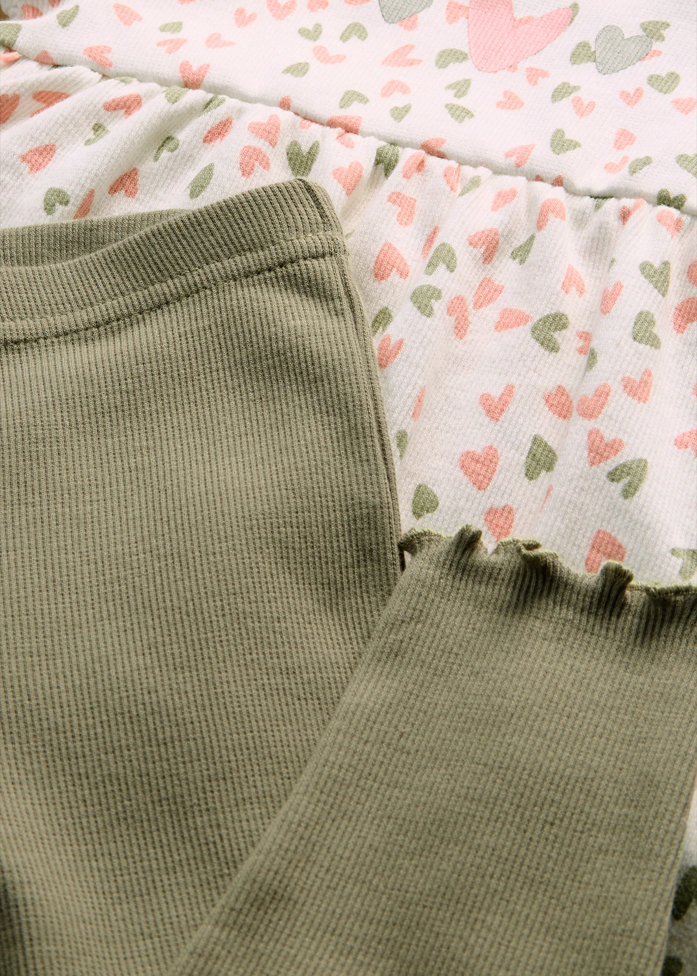 Rochiță-body și colanți din bumbac organic (set/2 piese) • ecru-roz-bonbon-verde-stuf cu imprimeu • magazin bonprix