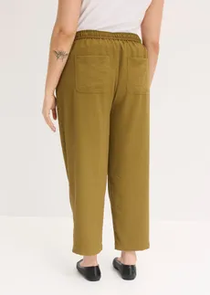 Pantaloni lejeri din material texturat cu viscoză, culoare: verde-natur