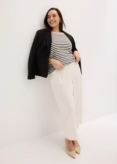 T-shirt léger en maille, Couleur: blanc nacré-noir rayé