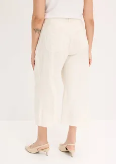 Pantaloni Culotte din mix lejer cu in cu pense • ecru plus size • magazin bonprix