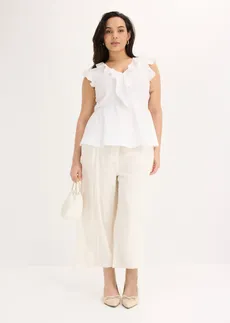 Pantaloni Culotte din mix lejer cu in cu pense • ecru plus size • magazin bonprix