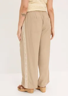 Pantalon large en viscose fluide, Couleur: beige roseau