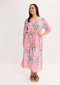 Robe midi en viscose fluide, Couleur: rose floral