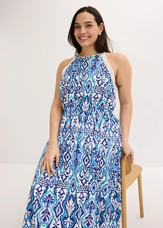 Midi šaty s krajkou • bílo-modrá s potiskem plus size • bonprix obchod