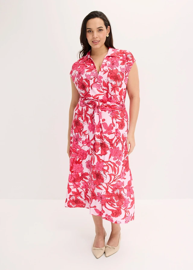 Robe douce en jersey viscose, Couleur: rose vif floral
