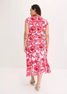 Jersey jurk in een zachte viscosemix, Kleur: pink gebloemd