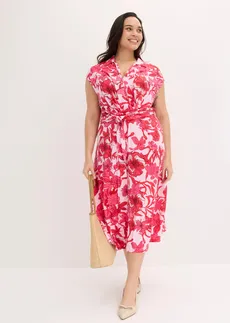 Jersey jurk in een zachte viscosemix, Kleur: pink gebloemd