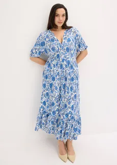Robe douce en jersey viscose, Couleur: blanc/bleu floral