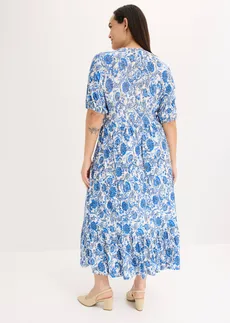 Rochie din jerse din amestec moale cu viscoză, culoare: alb/albastru floral