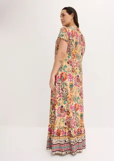 Robe douce en jersey viscose, Couleur: crème-violet-turquoise imprimé