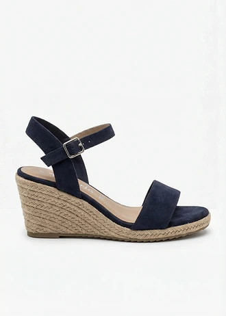 Tamaris sleehak sandaletten in raffia-look