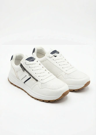 Tom Taylor sneakers met ritssluiting, Kleur: wit