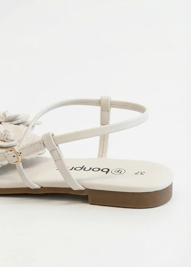 Sandales à lanières et fleurs • blanc nacré • product-page.page-title-suffix