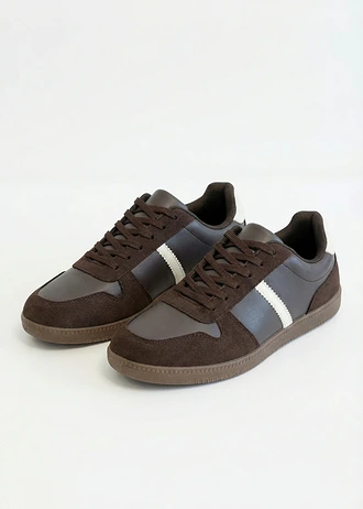 Sneakers in retrolook, Kleur: donkerbruin