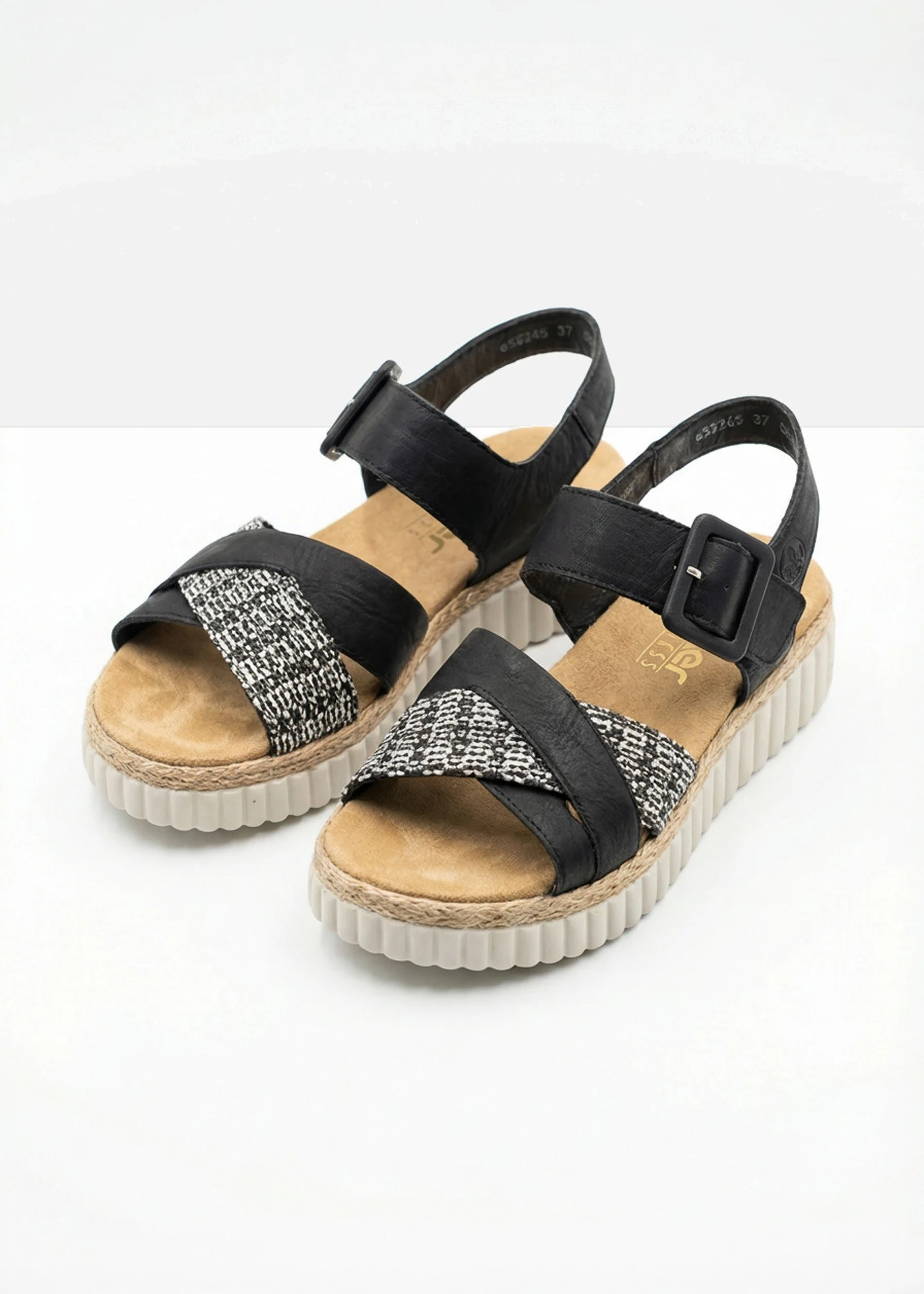 Rieker sleehak-sandalen met gewatteerde binnenzool • zwart • bonprix online shop